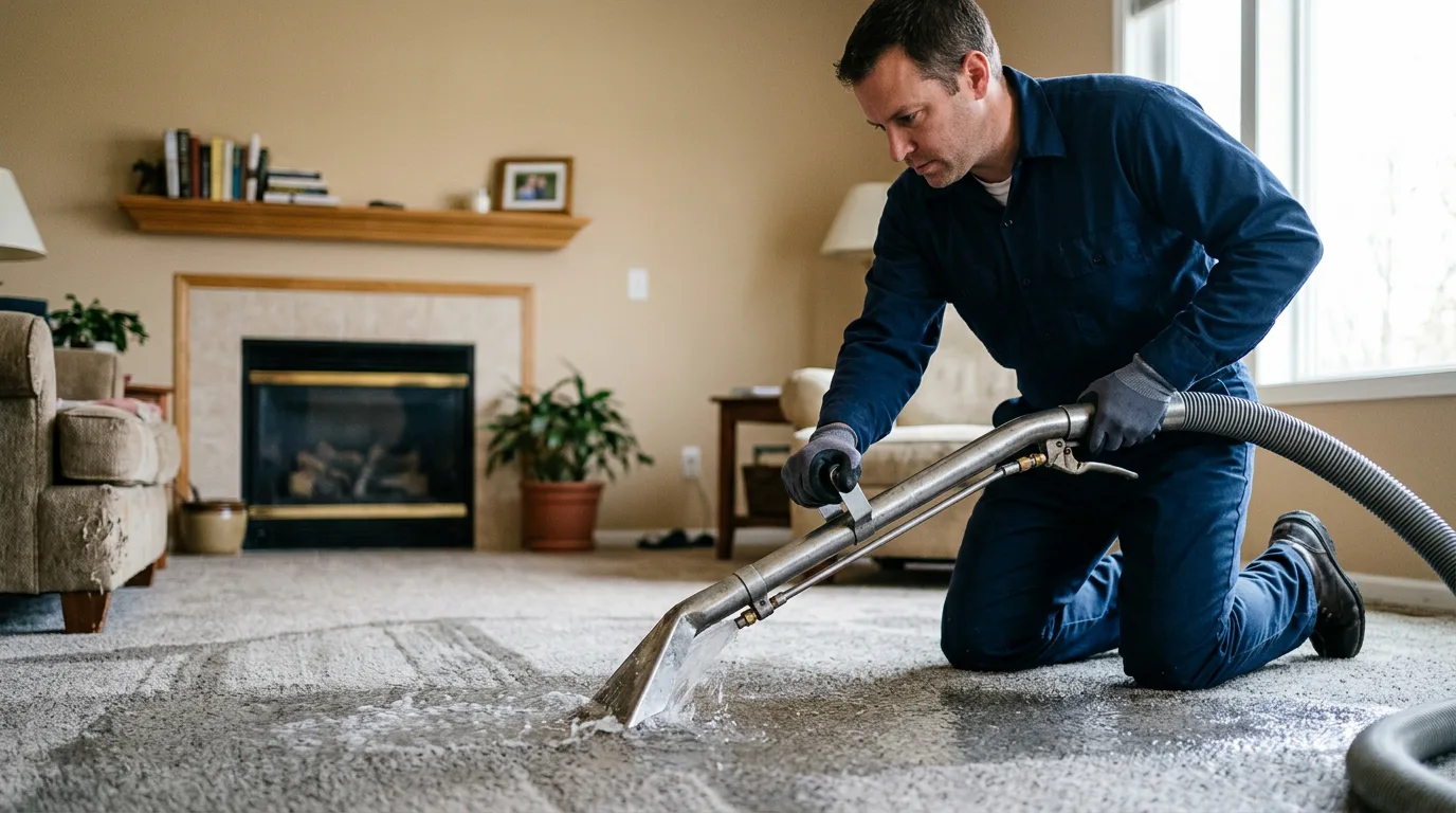 Water damage restoration technician working near Downs, IL